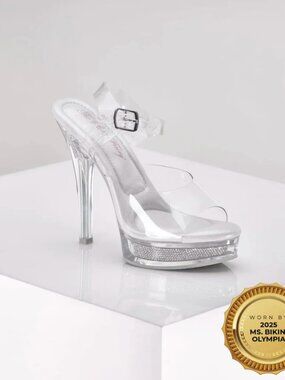 The Shoe Fairy Goddess Olympian Rhinestone Clear Heels Size US 10